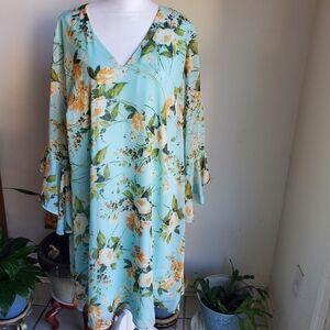 Calvin Klein, women  floral  dress long sleeve  sz 14M.